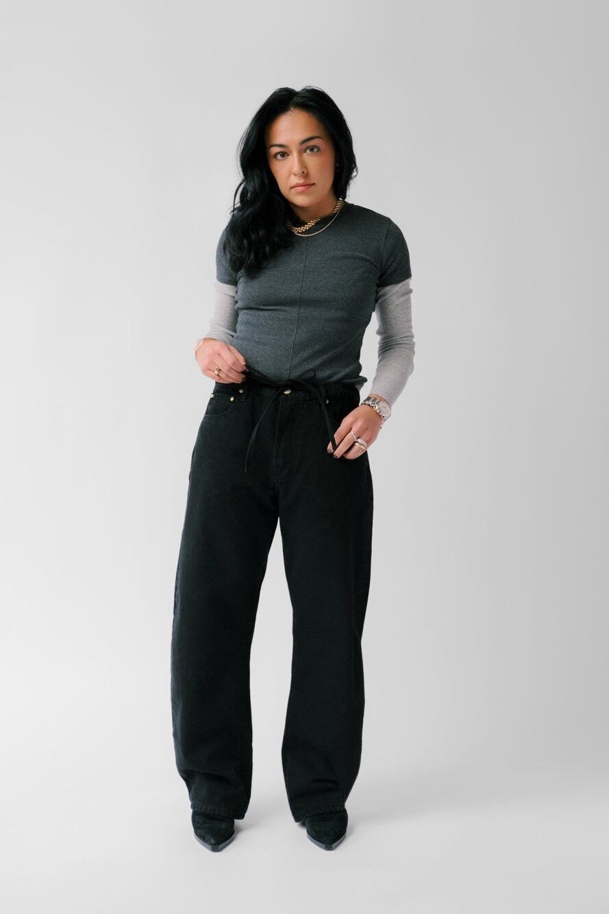 nelle atelier Black High Rise 100% Cotton Barrel The Georgie Jeans 25 X 29